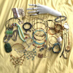 Costume Jewelry Lot Bulk Almost 1Ib Vintage to New Wear & Craft